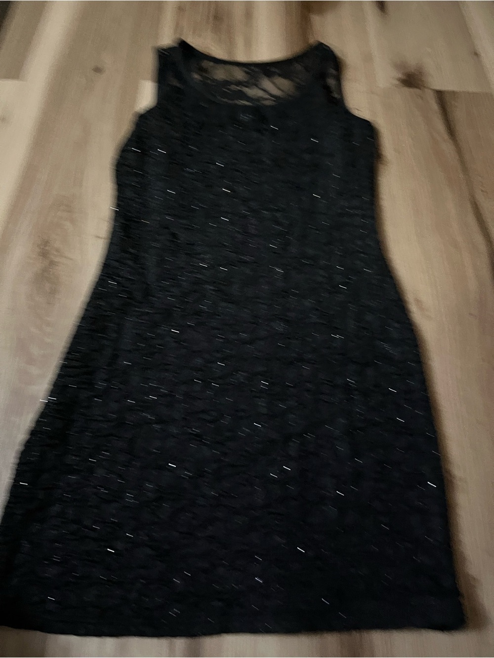 Deb Women’s Black Glitter Sleeve Less Vintage Dress Small NWT